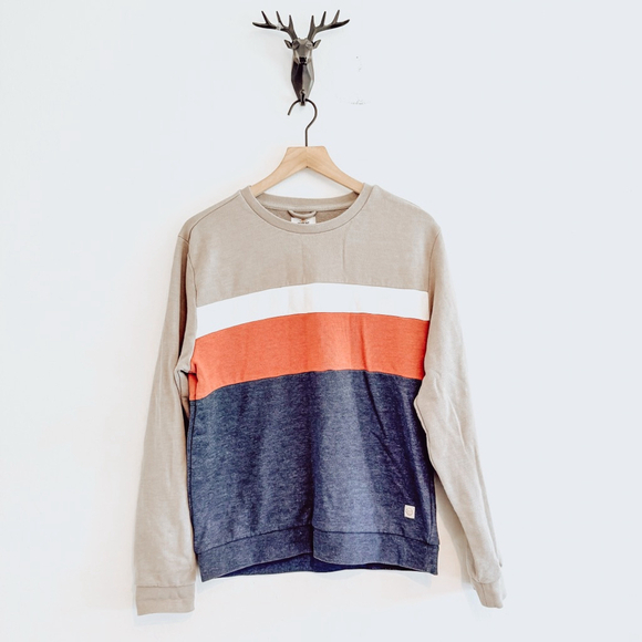 Marine Layer Men's Beige/ Blue Color-block Crewneck Sweatshirt Size Medium - Picture 1 of 6
